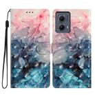 For Motorola Edge 2024 3D Pattern Leather Phone Case(3D Pink Blue Marble) - 1