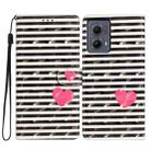 For Motorola Edge 2024 3D Pattern Leather Phone Case(Striped Heart) - 1