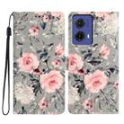 For Motorola Moto G85 3D Pattern Leather Phone Case(Gray Base Flower) - 1