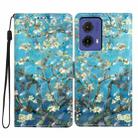 For Motorola Moto G85 3D Pattern Leather Phone Case(Blue Base Apricot Flower) - 1