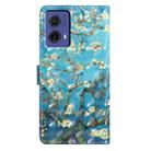 For Motorola Moto G85 3D Pattern Leather Phone Case(Blue Base Apricot Flower) - 3