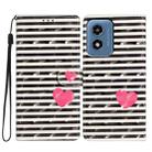 For Motorola Moto G Play 2024 3D Pattern Leather Phone Case(Striped Heart) - 1