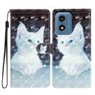 For Motorola Moto G Play 2024 3D Pattern Leather Phone Case(White Cat) - 1