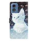 For Motorola Moto G Play 2024 3D Pattern Leather Phone Case(White Cat) - 3