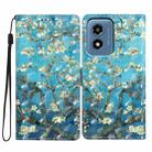 For Motorola Moto G Play 2024 3D Pattern Leather Phone Case(Blue Base Apricot Flower) - 1