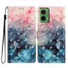 For Motorola Moto G35 3D Pattern Leather Phone Case(3D Pink Blue Marble) - 1