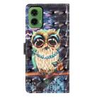 For Motorola Moto G35 3D Pattern Leather Phone Case(Big-eyed owl) - 3