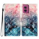 For Motorola Moto G55 3D Pattern Leather Phone Case(3D Pink Blue Marble) - 1