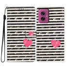 For Motorola Moto G55 3D Pattern Leather Phone Case(Striped Heart) - 1