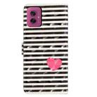 For Motorola Moto G55 3D Pattern Leather Phone Case(Striped Heart) - 3