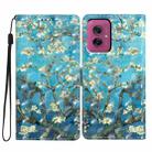 For Motorola Moto G55 3D Pattern Leather Phone Case(Blue Base Apricot Flower) - 1