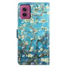 For Motorola Moto G55 3D Pattern Leather Phone Case(Blue Base Apricot Flower) - 3