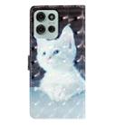 For Motorola Moto G75 5G 3D Pattern Leather Phone Case(White Cat) - 3