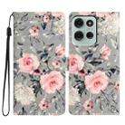 For Motorola Moto G75 5G 3D Pattern Leather Phone Case(Gray Base Flower) - 1