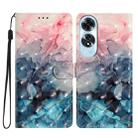 For OPPO A60 3D Pattern Leather Phone Case(3D Pink Blue Marble) - 1