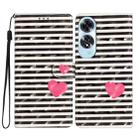 For OPPO A60 3D Pattern Leather Phone Case(Striped Heart) - 1