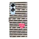 For OPPO A60 3D Pattern Leather Phone Case(Striped Heart) - 3