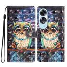 For OPPO A60 3D Pattern Leather Phone Case(Big-eyed owl) - 1