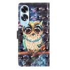 For OPPO A60 3D Pattern Leather Phone Case(Big-eyed owl) - 3