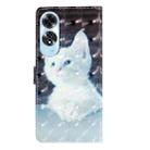 For OPPO A60 3D Pattern Leather Phone Case(White Cat) - 3