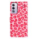 For OPPO A3 Pro 3D Pattern Leather Phone Case(Pink Leopard Print) - 3