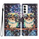 For OPPO Reno12 Global 3D Pattern Leather Phone Case(Big-eyed owl) - 1