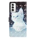 For OPPO Reno12 Global 3D Pattern Leather Phone Case(White Cat) - 3