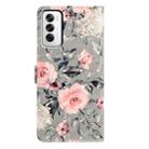 For OPPO Reno12 Global 3D Pattern Leather Phone Case(Gray Base Flower) - 3