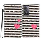 For OPPO Reno12 Pro Global 3D Pattern Leather Phone Case(Striped Heart) - 1