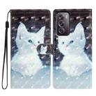 For OPPO Reno12 Pro Global 3D Pattern Leather Phone Case(White Cat) - 1