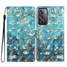 For OPPO Reno12 Pro Global 3D Pattern Leather Phone Case(Blue Base Apricot Flower) - 1