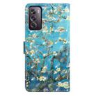 For OPPO Reno12 Pro Global 3D Pattern Leather Phone Case(Blue Base Apricot Flower) - 3