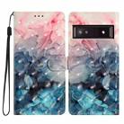 For Google Pixel 8A 3D Pattern Leather Phone Case(3D Pink Blue Marble) - 1