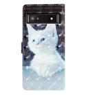 For Google Pixel 8A 3D Pattern Leather Phone Case(White Cat) - 3