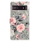 For Google Pixel 8A 3D Pattern Leather Phone Case(Gray Base Flower) - 3