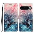 For Google Pixel 9 Pro XL 3D Pattern Leather Phone Case(3D Pink Blue Marble) - 1