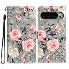 For Google Pixel 9 Pro XL 3D Pattern Leather Phone Case(Gray Base Flower) - 1