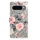 For Google Pixel 9 Pro XL 3D Pattern Leather Phone Case(Gray Base Flower) - 3