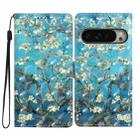 For Google Pixel 9 Pro XL 3D Pattern Leather Phone Case(Blue Base Apricot Flower) - 1