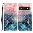 For Google Pixel 9A 3D Pattern Leather Phone Case(3D Pink Blue Marble) - 1