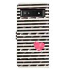 For Google Pixel 9A 3D Pattern Leather Phone Case(Striped Heart) - 3