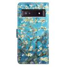 For Google Pixel 9A 3D Pattern Leather Phone Case(Blue Base Apricot Flower) - 3