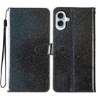 For iPhone 16 Glitter Powder Flip Leather Phone Case(Black) - 1