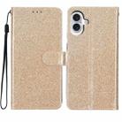 For iPhone 16 Glitter Powder Flip Leather Phone Case(Gold) - 1