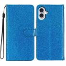 For iPhone 16 Glitter Powder Flip Leather Phone Case(Blue) - 1
