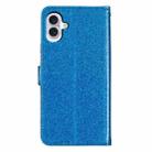 For iPhone 16 Glitter Powder Flip Leather Phone Case(Blue) - 3