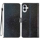 For iPhone 16 Plus Glitter Powder Flip Leather Phone Case(Black) - 1