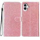 For iPhone 16 Plus Glitter Powder Flip Leather Phone Case(Rose Gold) - 1