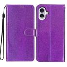 For iPhone 16 Plus Glitter Powder Flip Leather Phone Case(Purple) - 1