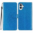 For iPhone 16 Plus Glitter Powder Flip Leather Phone Case(Blue) - 1